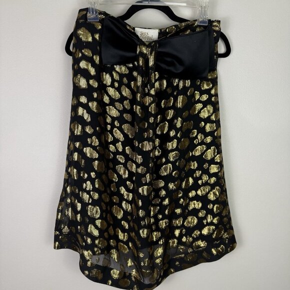 Sara Berman Silk Skirt Women's Gold Animal Print High Low 100% Size M Whimsy - Picture 5 of 9